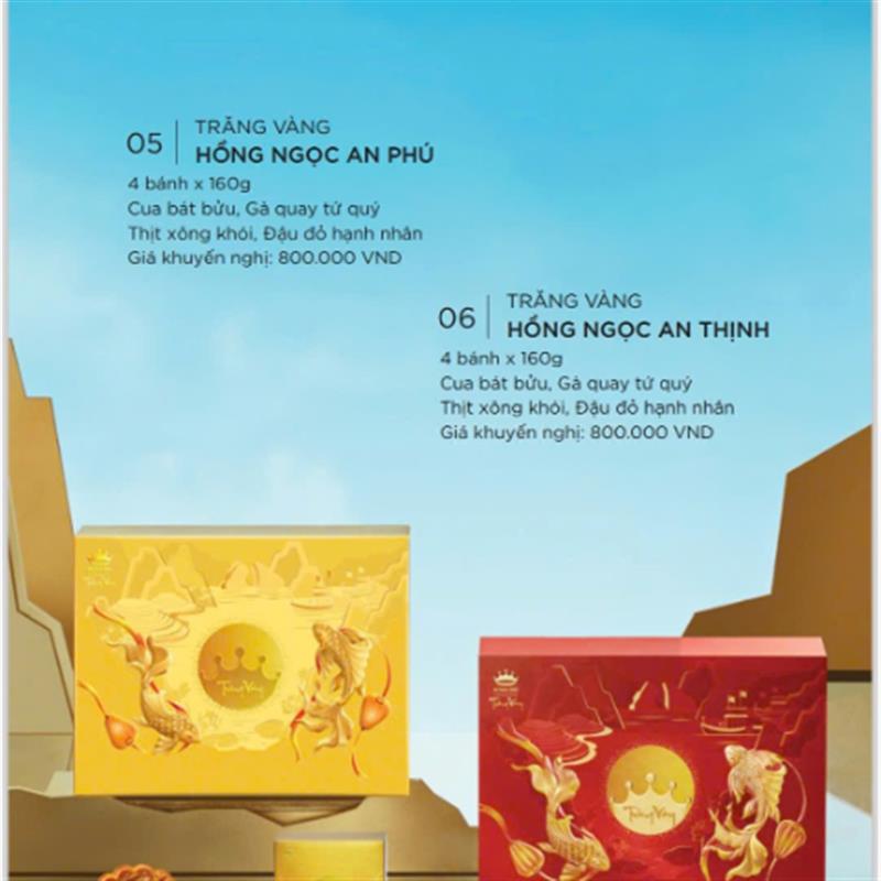 Trăng Vàng Hồng Ngọc An Thịnh (Hộp Giấy 4 Bánhx160g) (Hộp màu đỏ)