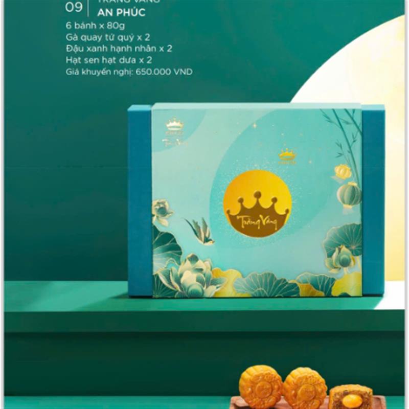 Trăng Vàng An Phúc (Xanh mint) (Hộp Giấy 6 Bánh X 80g)